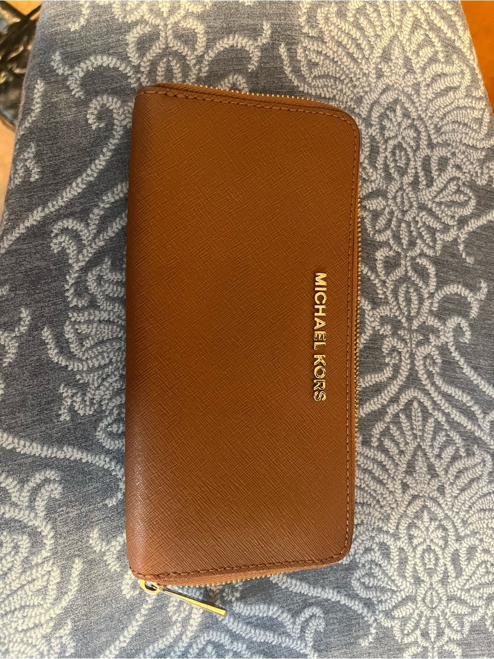 Michael Kors Brown Zip-Around Saffiano Leather Wallet